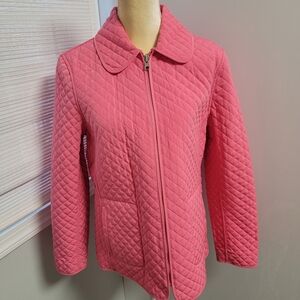 ESPRIT Outerwear Reversible Quilted Jacket Pink Floral Zip Up Size Medium